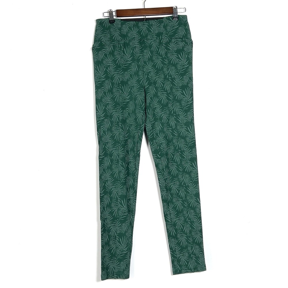 Betabrand Cabana Power Down Skinny Ankle Leggings Pants Womens Sz M Green Leaf